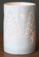 Load image into Gallery viewer, Christmas trees maxi porcelain tea light holder
