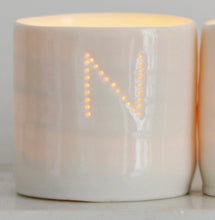 Load image into Gallery viewer, Letter mini porcelain tealight holders
