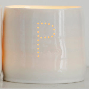 Letter mini porcelain tealight holders