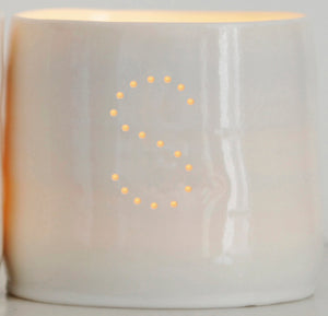 Letter mini porcelain tealight holders