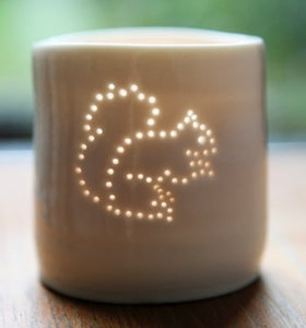 Squirrel mini porcelain tealight holder