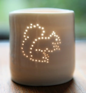 Squirrel mini porcelain tealight holder