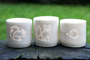 Squirrel mini porcelain tealight holder